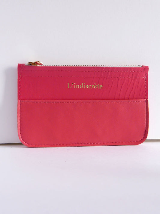Pochette en cuir rose fuchsia foncé - P127