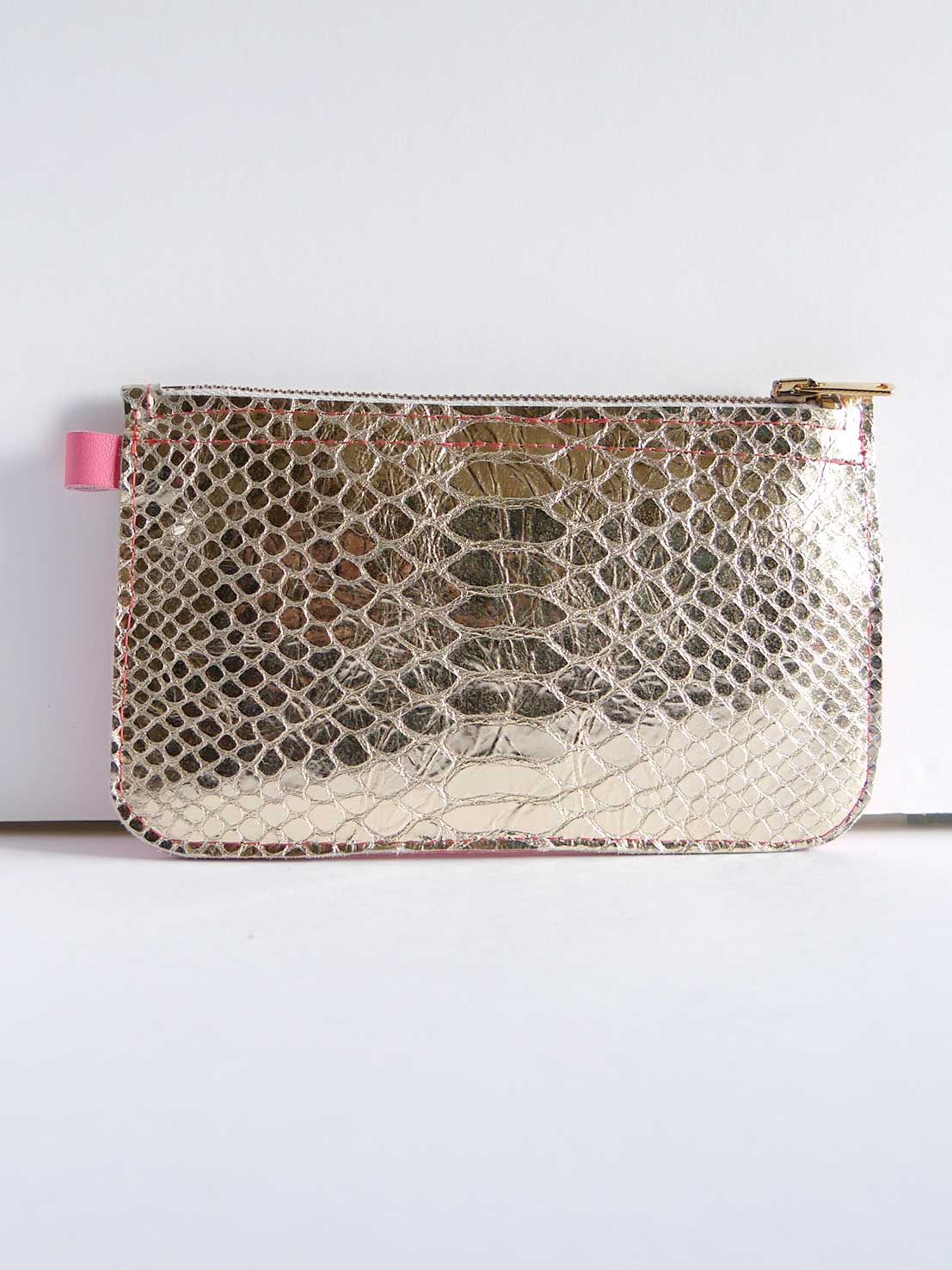 Pochette en cuir rose et or - P64