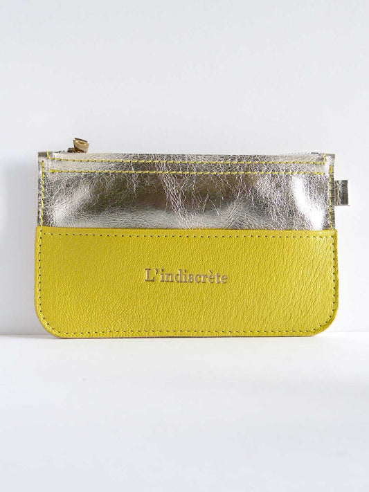 Pochette en cuirs or et jaune - P65