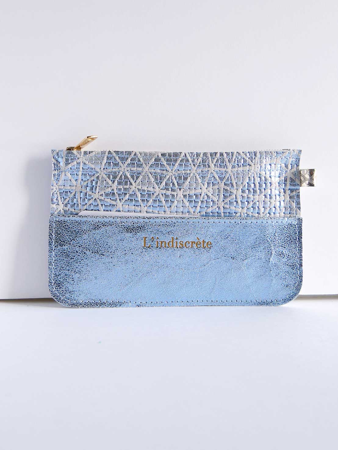 Pochette cuir bleu ciel P99