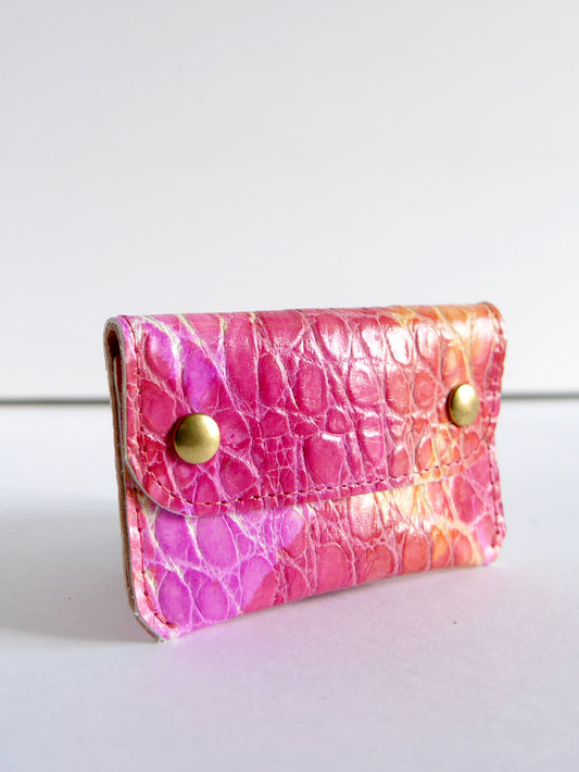 Porte-cartes PC32 en cuir rose fuchsia