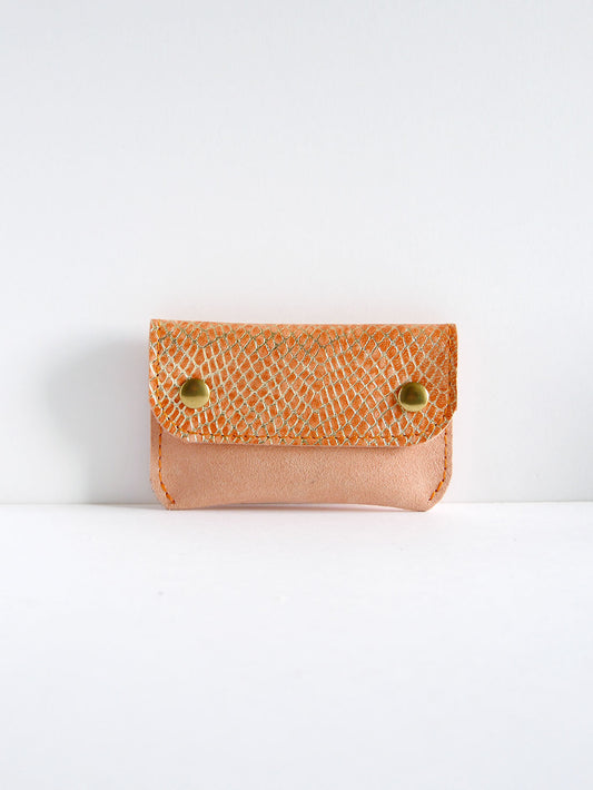 Porte-cartes PC35 en cuir rose melon