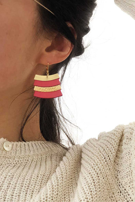 Cadix - Boucle d'oreilles en cuir corail et or