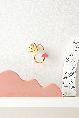 NAMI - Broche Nami en cuir rose fuchsia