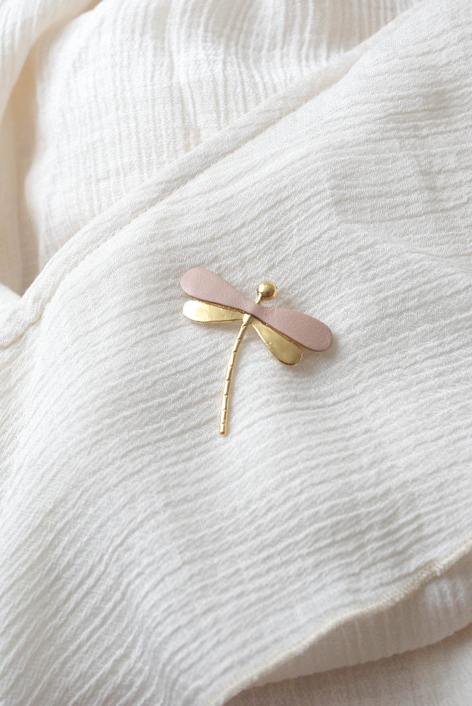 Broche Libellule Métal émaillée Rose - Bijou Vintage D'occasion En Bon état