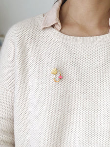 NAMI - Broche Nami en cuir rose fuchsia