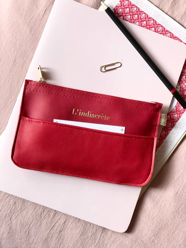 Pochette en cuir rouge - P78